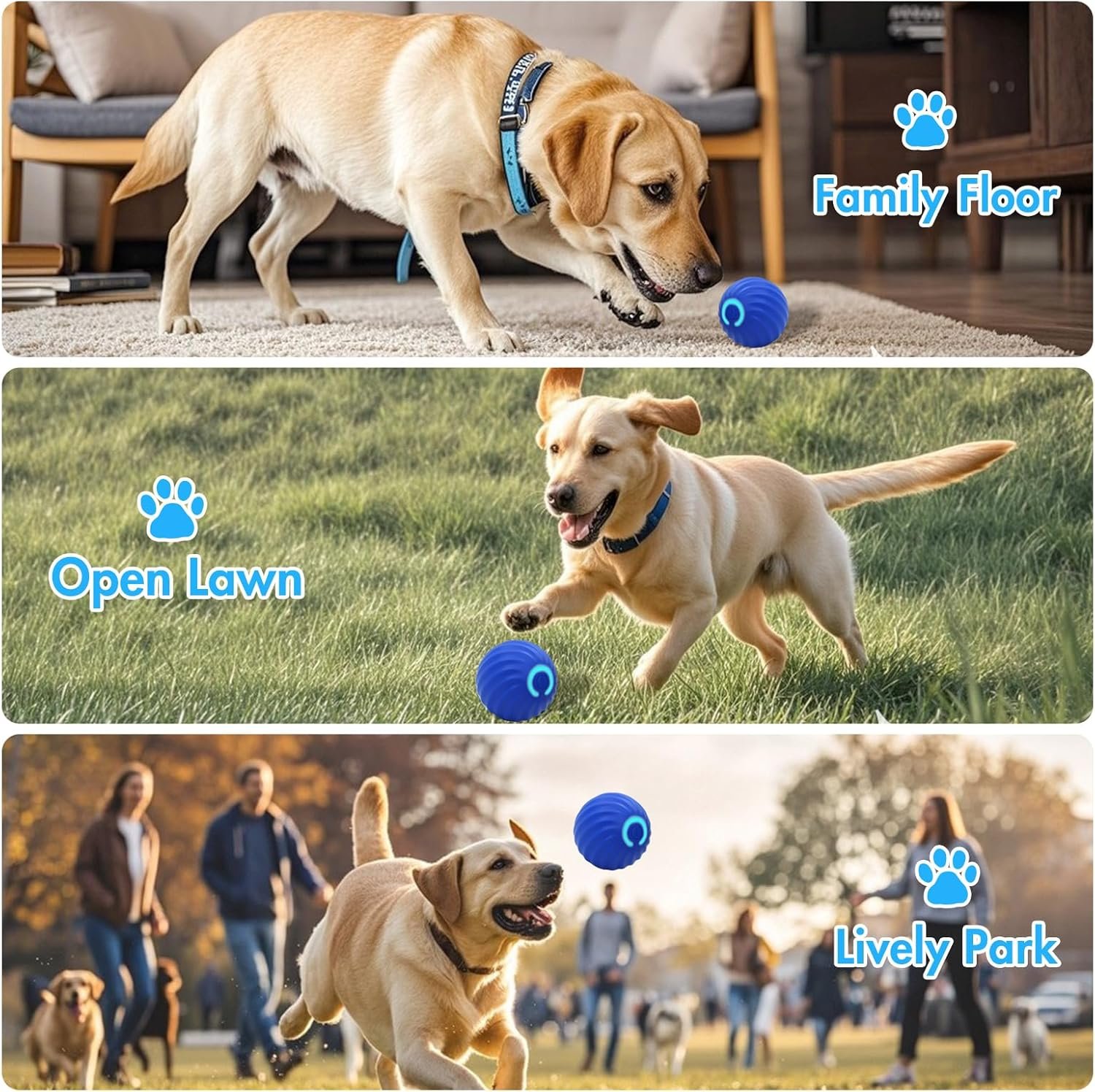 Interactive Dog Ball Toys - Smart Electric Dog Toys to Keep Them Busy with 2 Cover, Automatic Rolling and Jumping Pet Balls Ball for Dogs - Cats, Pet Interactive Toy Balls - Rechargeable, Blue - Image 7