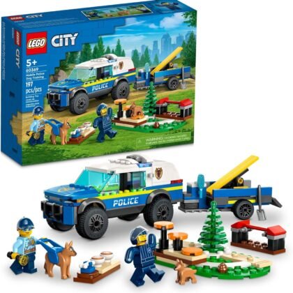 LEGO City Mobile Police Dog Training 60369, SUV Toy Car with Trailer, Obstacle Course and Puppy Figures, Animal Playset for Boys and Girls Ages 5 Plus