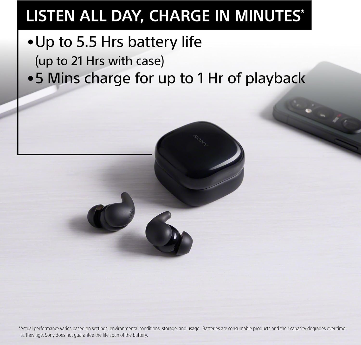 Sony LinkBuds Fit Truly Wireless Noise Canceling Earbud Headphones, Small & Light with Newly Developed Air Fitting Supporters, Black - Image 8