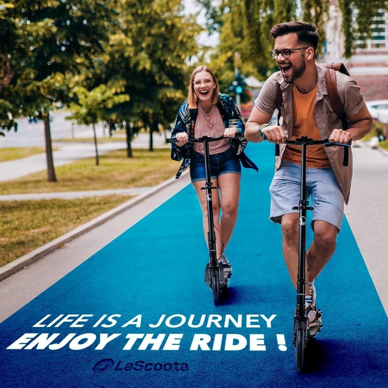 LaScoota Kick Scooter for Kids Ages 6+, Teens & Adults, Large 8" Sturdy Urethane Wheels. Adjustable Handlebar, Lightweight, Foldable, 220lbs Max Load - Image 6