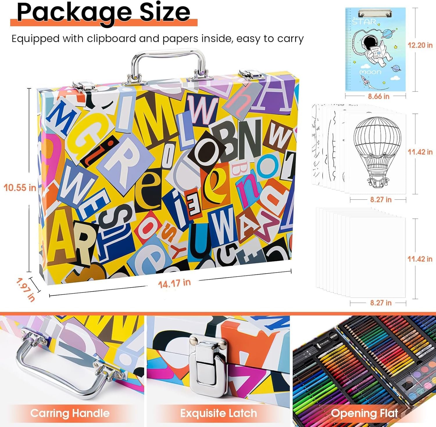 Art Supplies, 180 Pack Drawing Painting Set for Kids Girls Boys Teens, Coloring Art Kit Gift Case with Clipboard, Coloring Papers, Oil Pastels, Crayons, Colored Pencils, Watercolor Cakes, Markers - Image 7