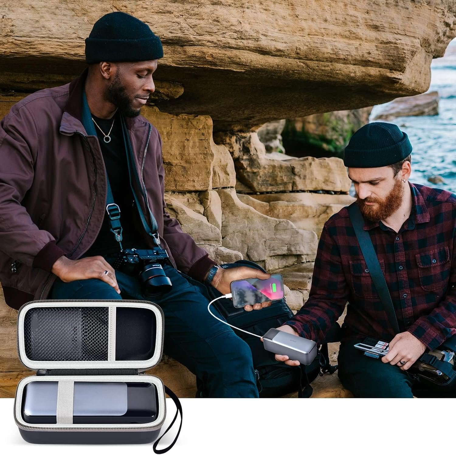 casmilee Case Compatible with Anker 737/735/ 736/717 USB-C Portable Charger Power Bank, Fast Foldable Wall PowerBank Bag for GaN Prime Nano II AC Adapter, Powercore Pocket for lights Cable - Black - Image 6