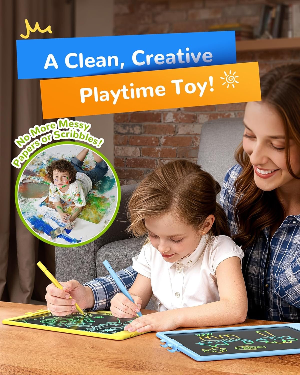 KOKODI LCD Writing Tablet, 10 Inch Colorful Doodle Board Drawing Tablet, Erasable Reusable Electronic Drawing Pads, Educational and Learning Toy for 3-6 Years Old Boy and Girls - Image 6