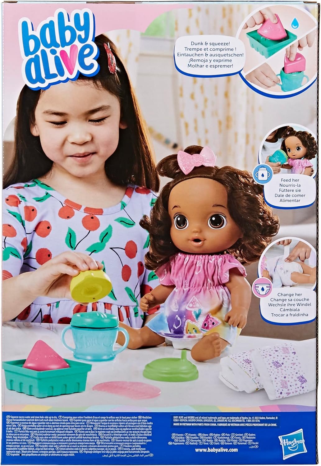 Baby Alive Fruity Sips Doll, Lemon, Toys for 3 Year Old Girls, 12-inch Baby Doll Set, Drinks & Wets, Pretend Juicer, Kids 3 and Up, Brown Hair - Image 11