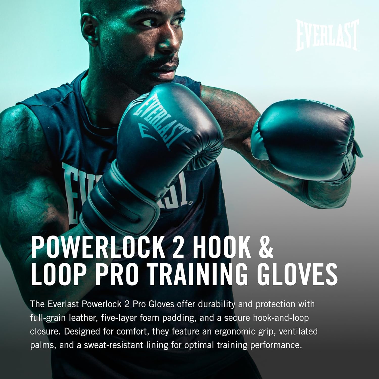 Everlast Powerlock 2 Hook & Loop Boxing Gloves | Fight Training Gloves | Hook and Loop with Durable Hand & Wrist Support | Heavy Bag & Fitness Training - Image 2