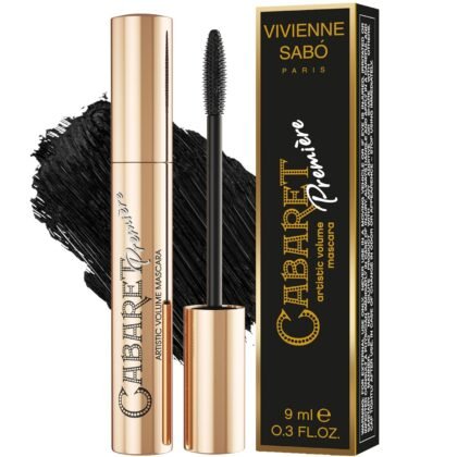 Vivienne Sabó Cabaret Premiere Black Mascara, Volume and Length, Defining, Curling, No Flaking, No Clumping, Smudge Proof, Washable, Cruelty-Free, Made in Europe, (01 Black), 0.3 Fl Oz, 1 Pack