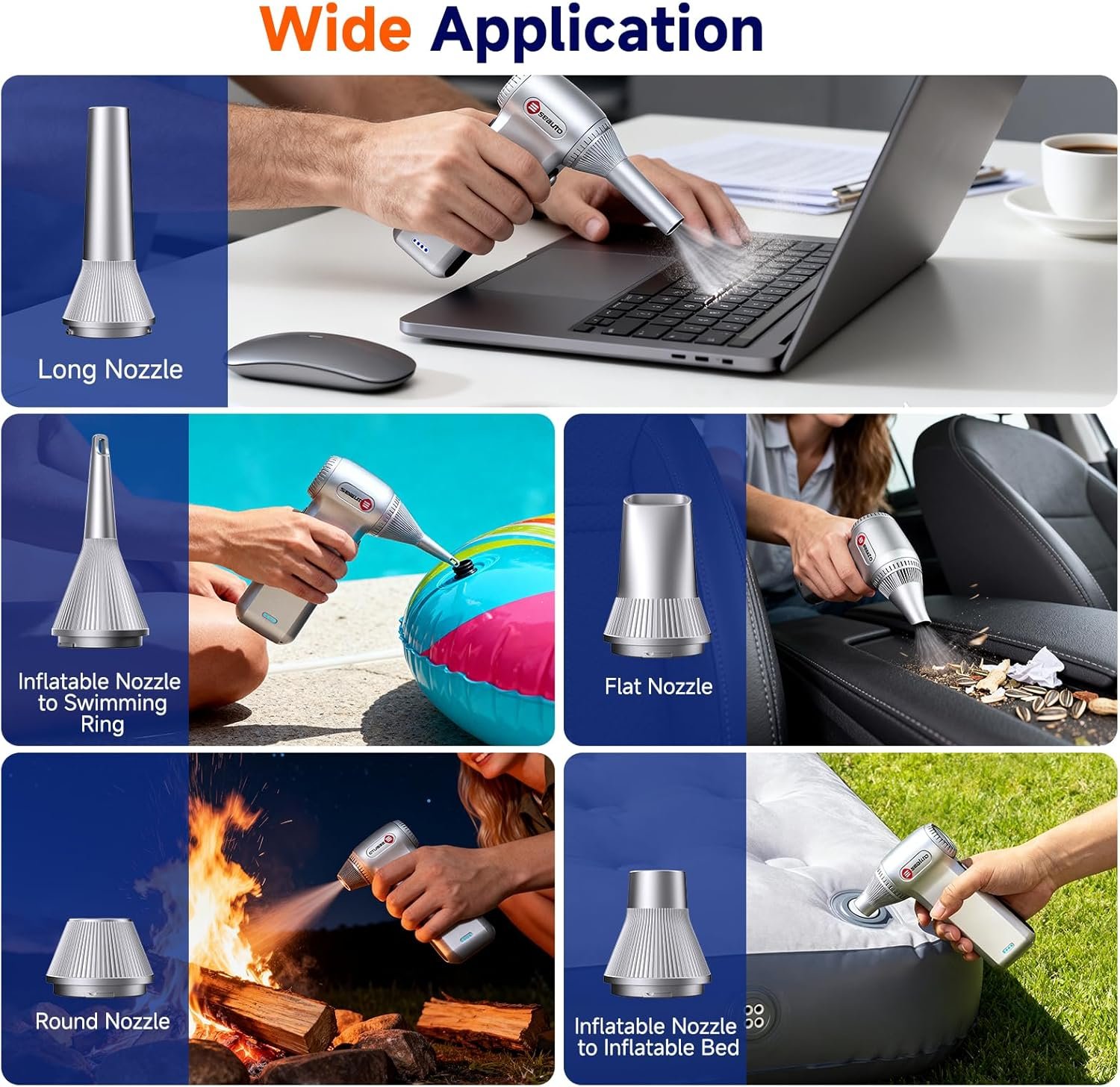 Compressed Air Duster-125,000 RPM Cordless Electric Air Duster, Rechargeable Super Power Air Blower with 3-Gear Turbo Fan, Air Blower for PC, Keyboard, Outdoor, Car & Home - Image 5