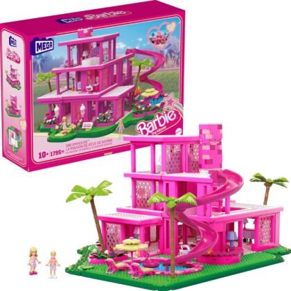 MEGA Barbie The Movie Building Toys Set, DreamHouse Replica with 1795 Pieces, 4 Figures and Accessories, for Adults & Fans