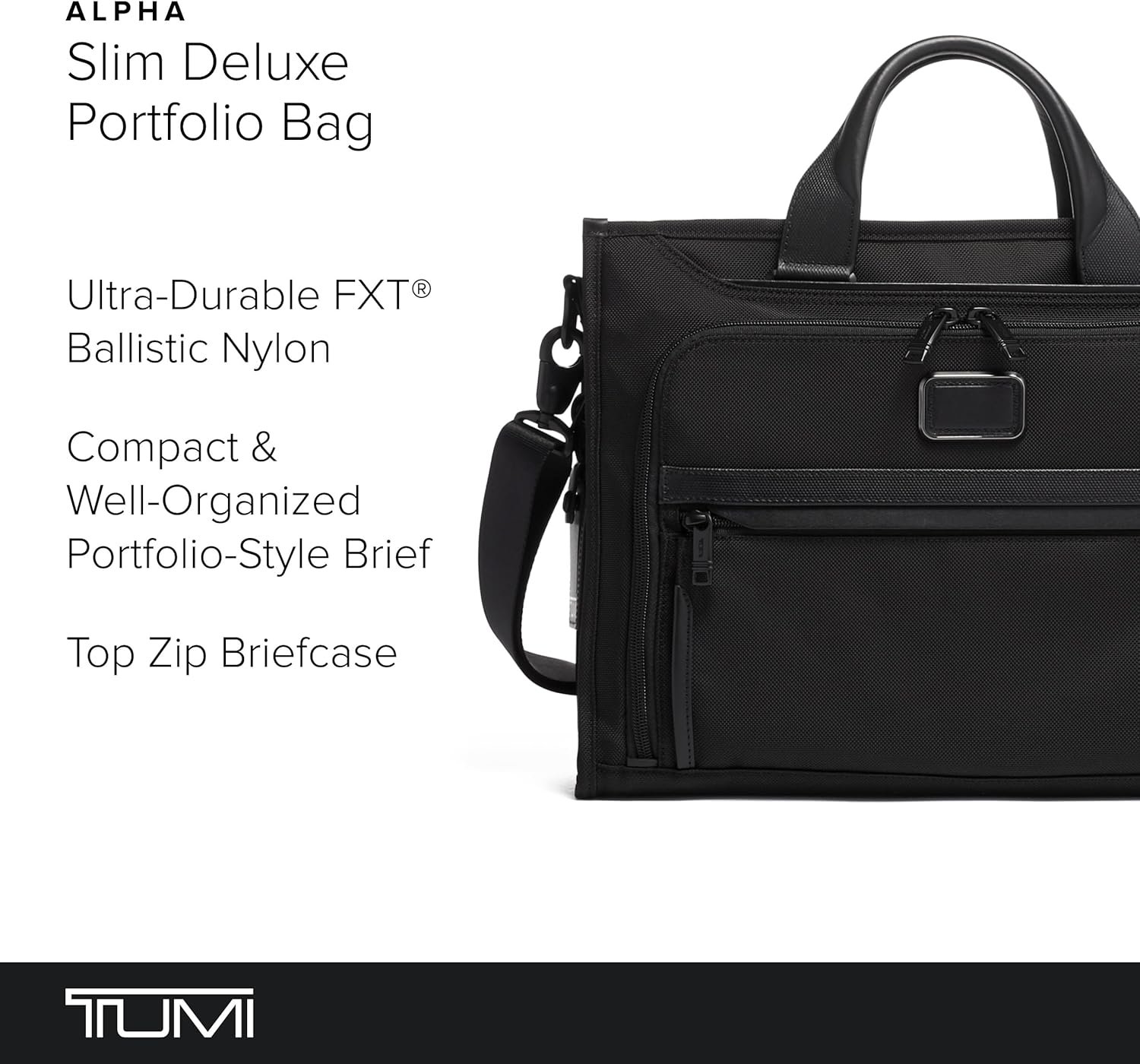 TUMI - Alpha Slim Deluxe Portfolio - Men's Compact Travel & Office Briefcase - Laptop and Tablet Bag - Black - Image 2