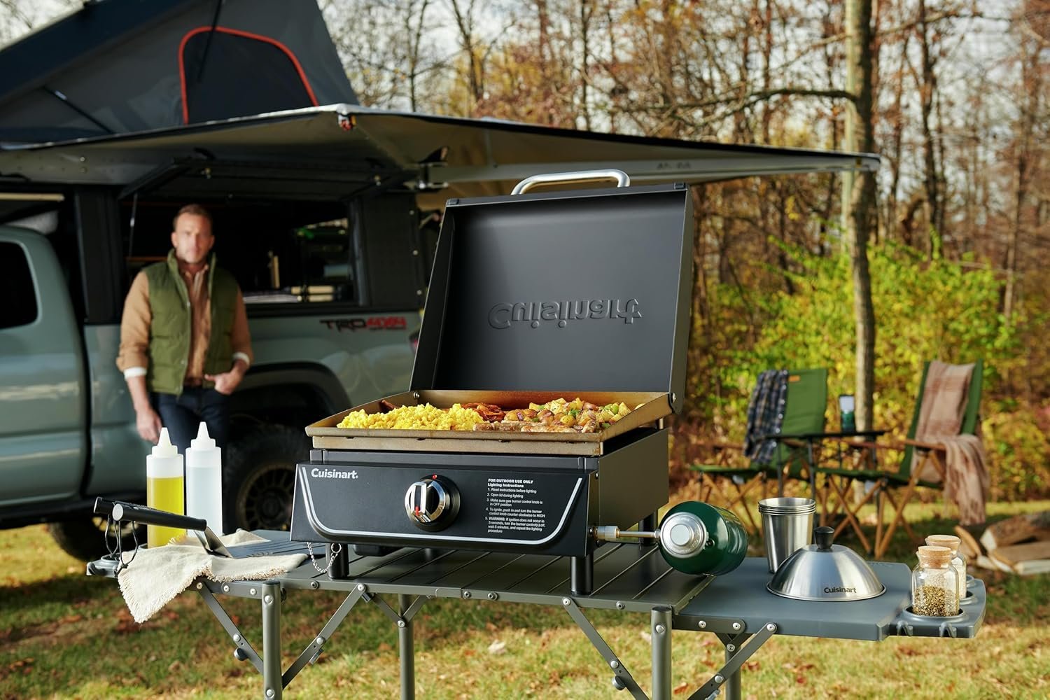 Cuisinart 17” Tabletop Gas Griddle with Hood, Easy Assembly Compact Outdoor Flat-Top Grill with Grease Cup, 255 Sq. In Cooking Space Perfect for Camping, Tailgates and BBQs - Image 8