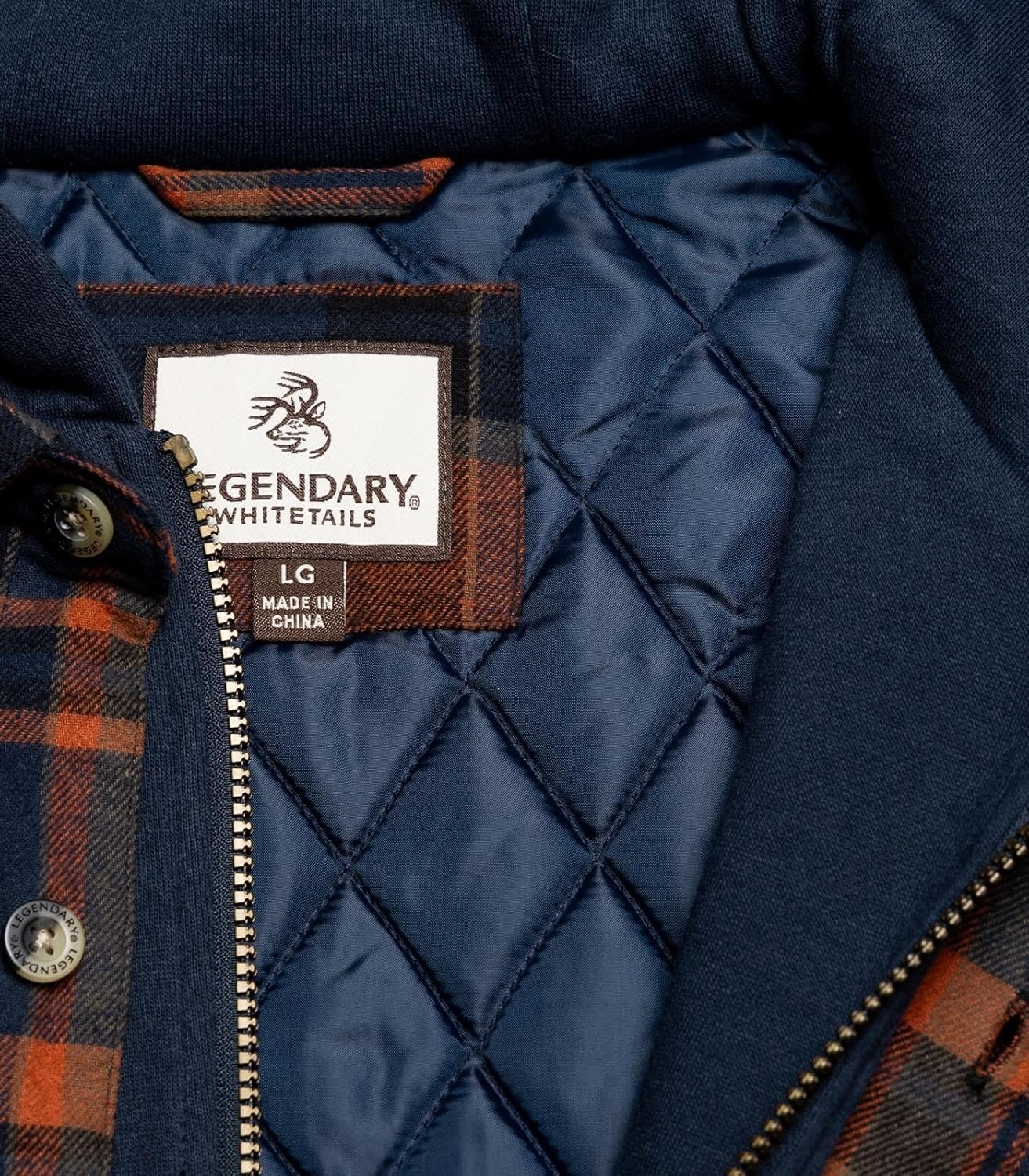 Legendary Whitetails Men's Plaid Flannel Shirt Jacket Quilted with Hood Polyfill Insulated - Image 5