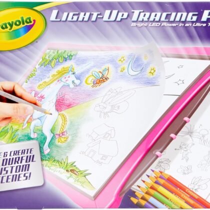 Crayola Light-Up Tracing Pad | Trace & Create Colourful Custom Scenes! | Kids LED Drawing Tablet | Batteries Required (Not Included) | Ages 3+, Pink