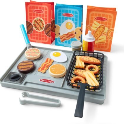 Melissa & Doug Flip & Fry Grill Play Set with Water Wow!® Kids Kitchen Playset with Color Changing Play Food, Preschool Toys for Girls & Boys Ages 3+