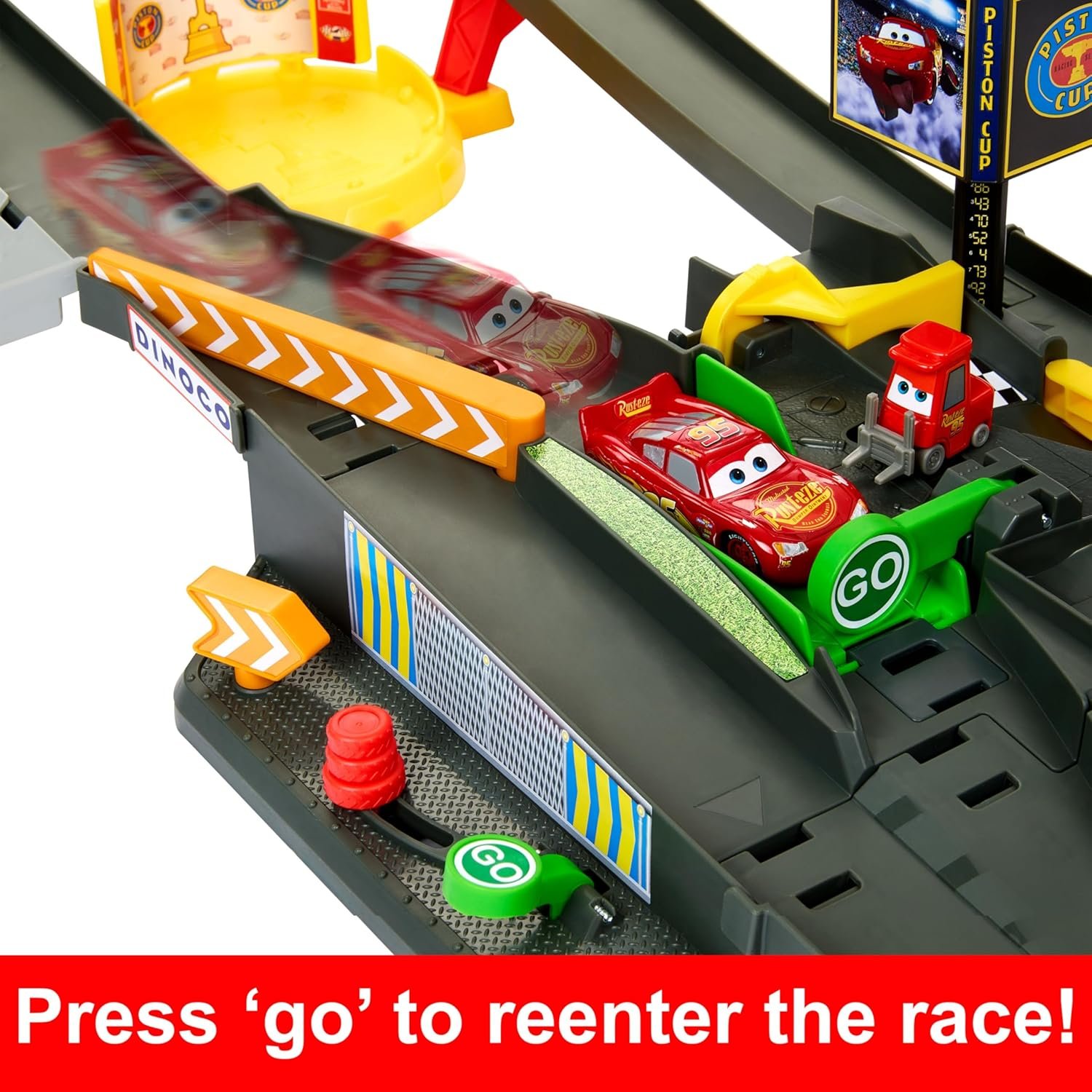 Mattel Disney and Pixar Cars Track Set, Piston Cup Action Speedway Playset with 1:55 Scale Lightning McQueen Die-Cast Toy Car - Image 5
