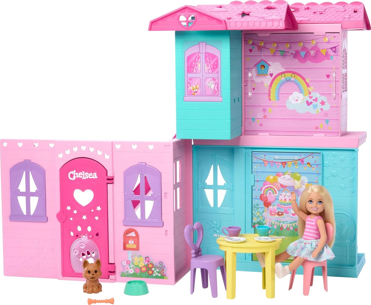 Barbie Chelsea Toy Dollhouse with 15+ Accessories, Pop-Up House Expands to 17+ x 13+ inches with 5 Play Areas & Slide, Includes Small Doll & Pet Dog - Image 6