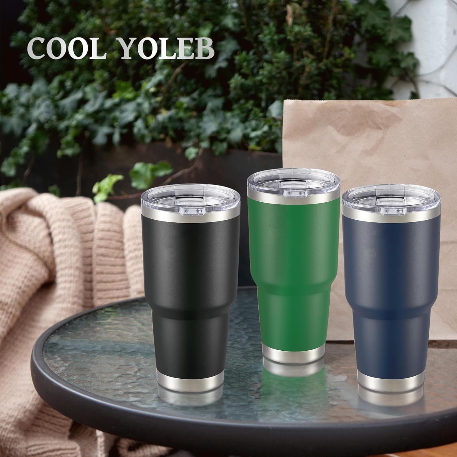 30 oz Tumbler with Lid Stainless Steel Tumblers Vacuum Insulated Cup Reusable Powder Coated Travel Mug Double Wall Leak Proof Portable Cups Keep Cold Drinks for 12 Hours, Dark Green, 1 Pack - Image 6