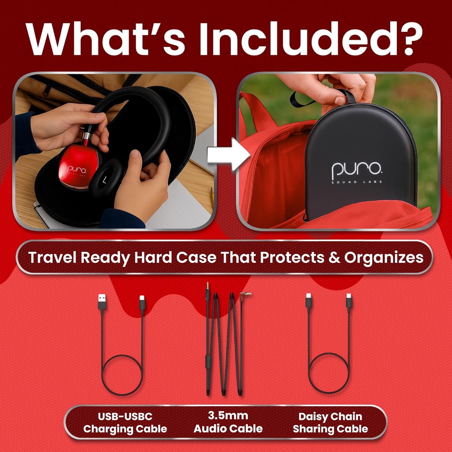 Puro Sound Labs PuroQuiet Plus Kids Noise Cancelling Headphones, Bluetooth Kids On Ear Headphones with Mic, Lightweight On-Ear Design, Studio-Grade Sound (Red) - Image 7