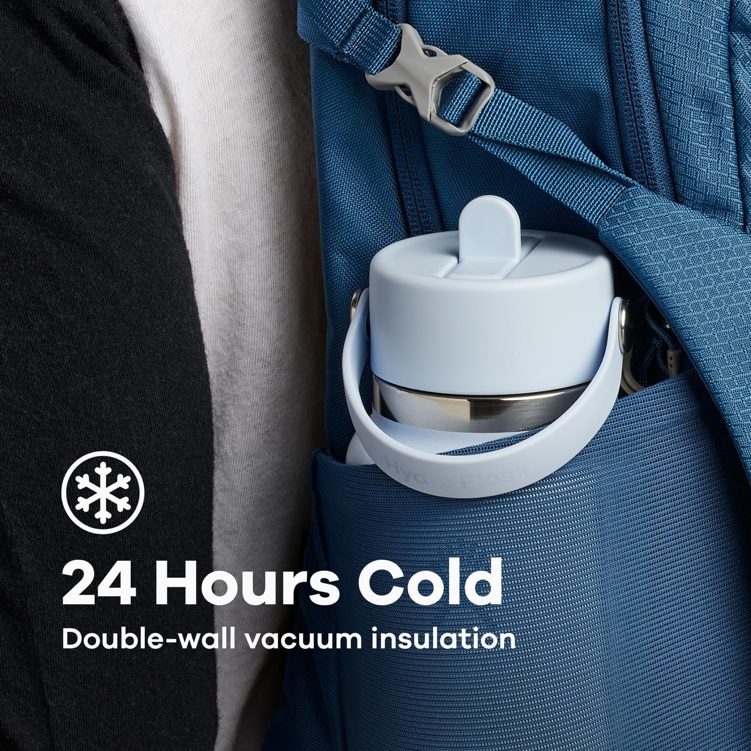 Hydro Flask Water Bottle - Insulated Stainless Steel - Wide Straw Lid, Non Spill, Leakproof in 32 Oz Black - Image 5