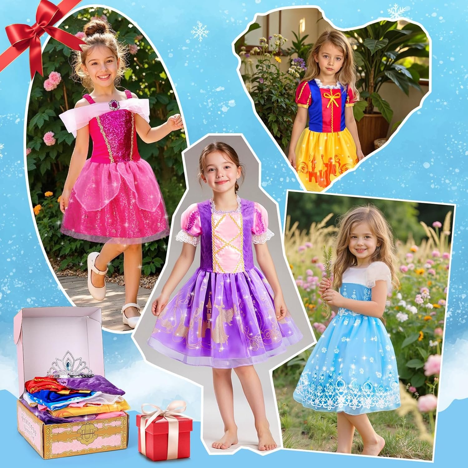 Meland Princess Dress Up for Girls - Dress Up Clothes for Girl Age 3-8 Year Old, Gift Idea for Birthday Christmas - Image 6