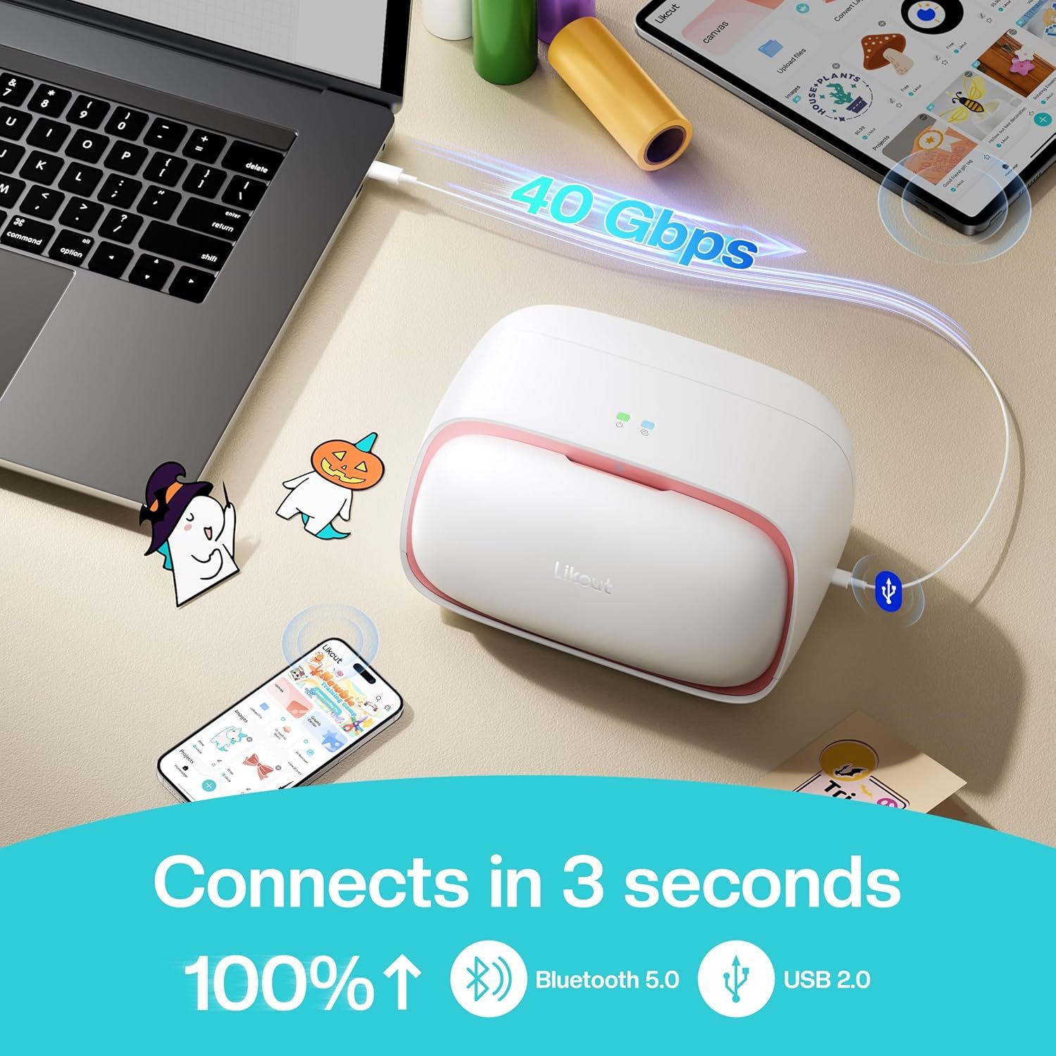 Likcut Vinyl Cutter Machine, Upgrade Cutting Machine Glee S501 for DIY Joy, Portable Smart Cutting Tool for Crafter, Sticker Decal Maker Printing for Resin Charms, Art Resin & Jewelry-Making Projects - Image 2