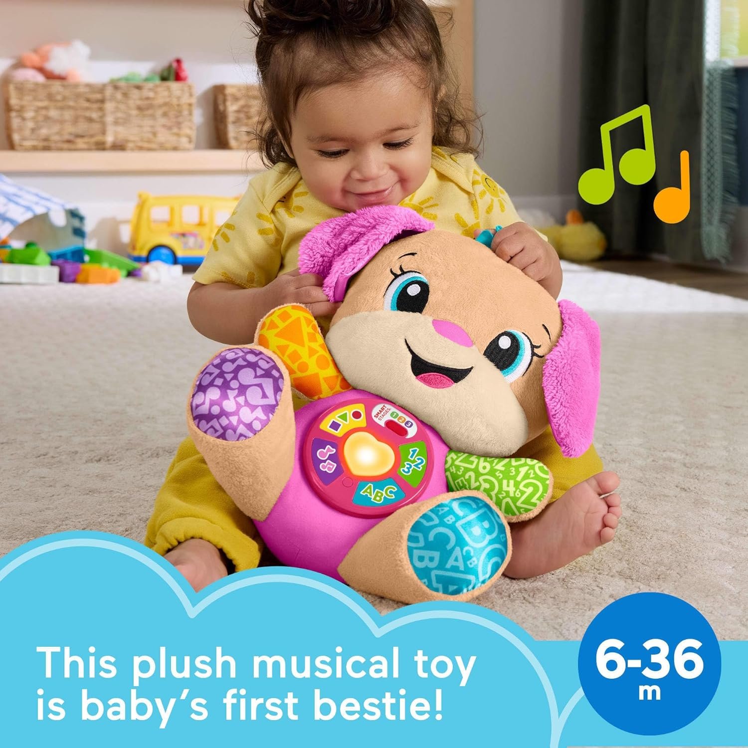 Fisher-Price Baby Toy Laugh & Learn Smart Stages Sis Musical Plush with Lights & Learning Songs for Infants Ages 6+ Months - Image 2