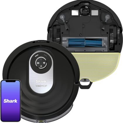 Shark AI Robot Vacuum & Mop with Self-Cleaning Brushroll for Floors, Carpet Black/Silver (RV2001WD) With LiDAR Navigation