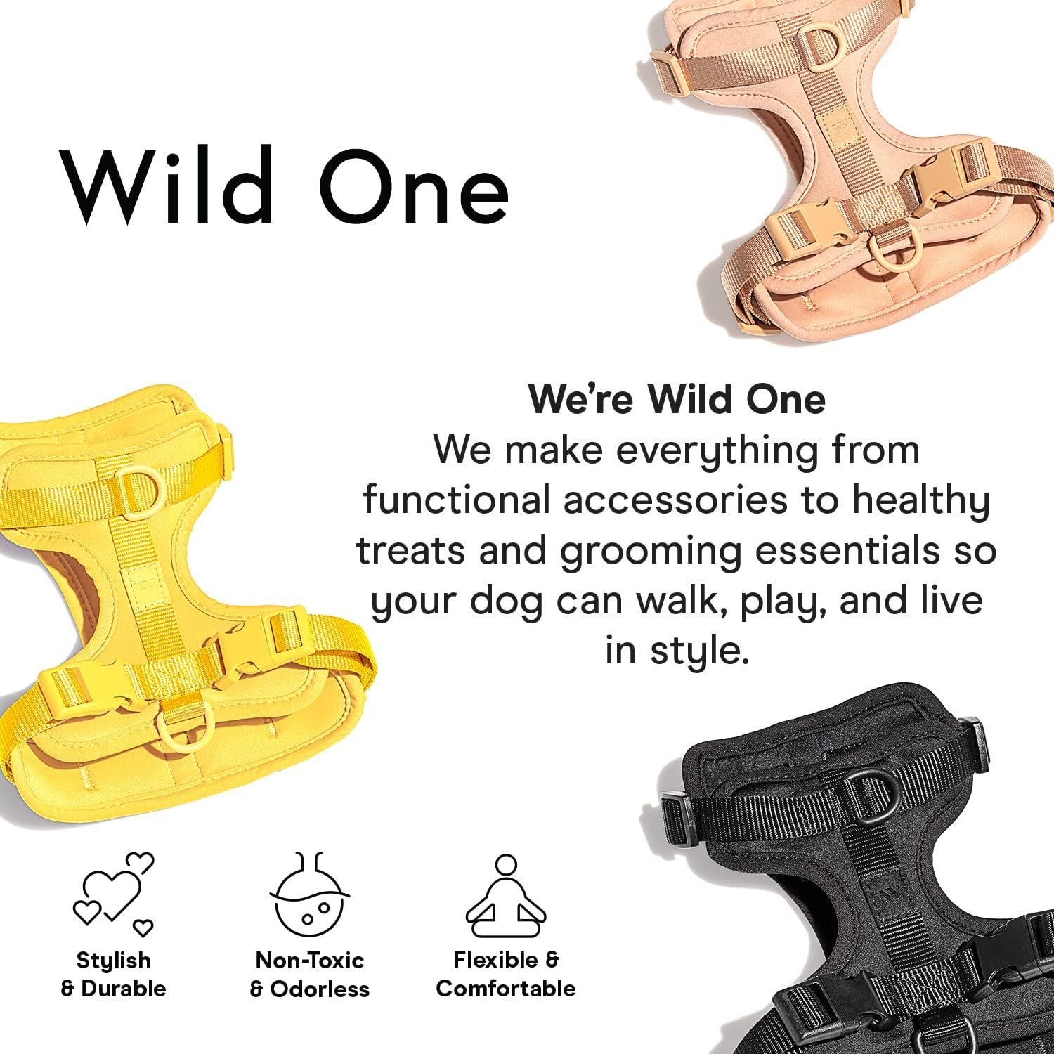 Wild One Dog Harness, The Original No-Pull, Pet Harness with 3 Leash Clips, Adjustable Soft Padded Vest, Comfortable, Stretchy, Size S, Black - Image 5