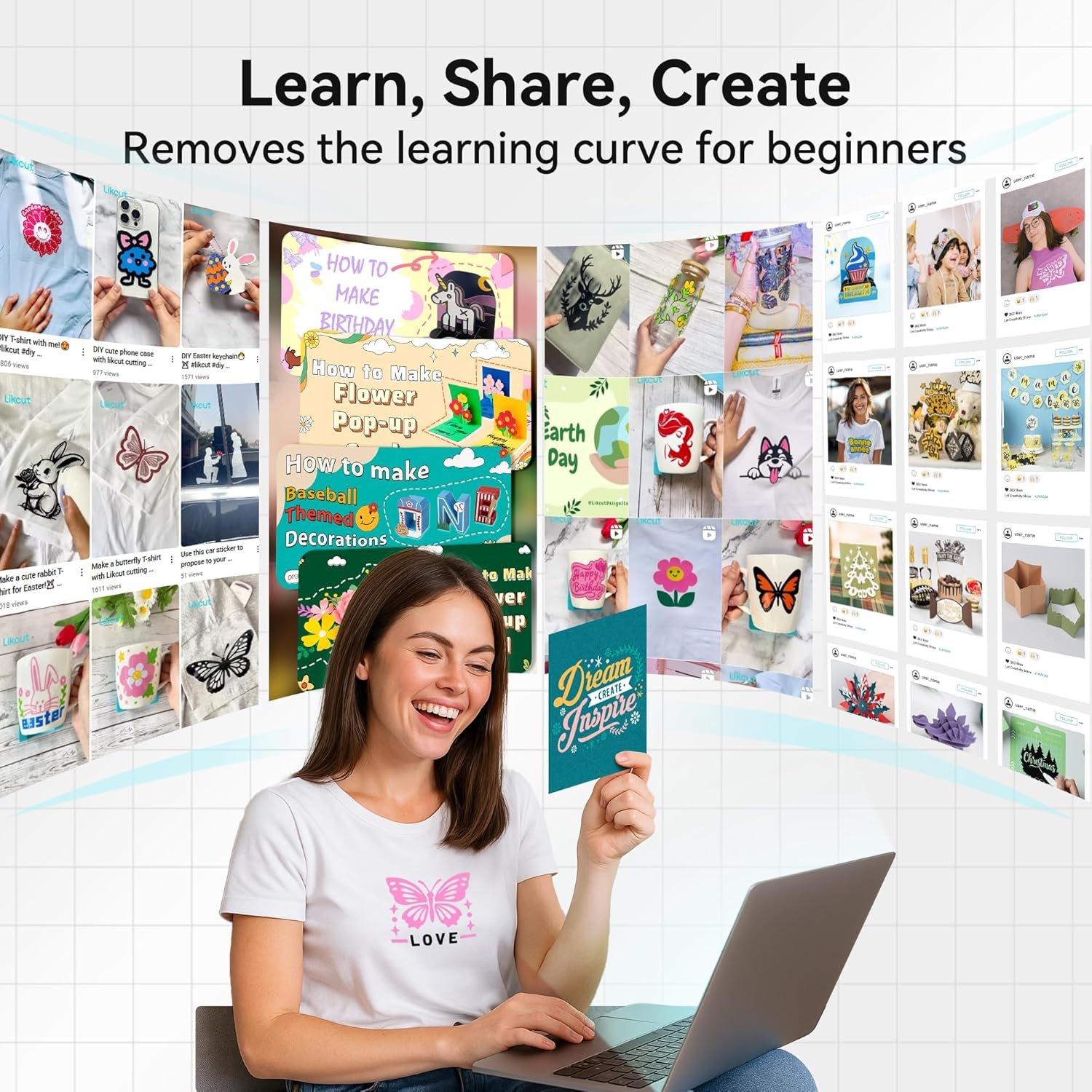 Likcut Vinyl Cutter Machine, Smart Sticker Maker Glee S501 for DIY Joy, Portable Cutting Tool for Crafting Beginner, Compact Design for Home & School Craft Projects, DIY Home Decor, Blue - Image 6