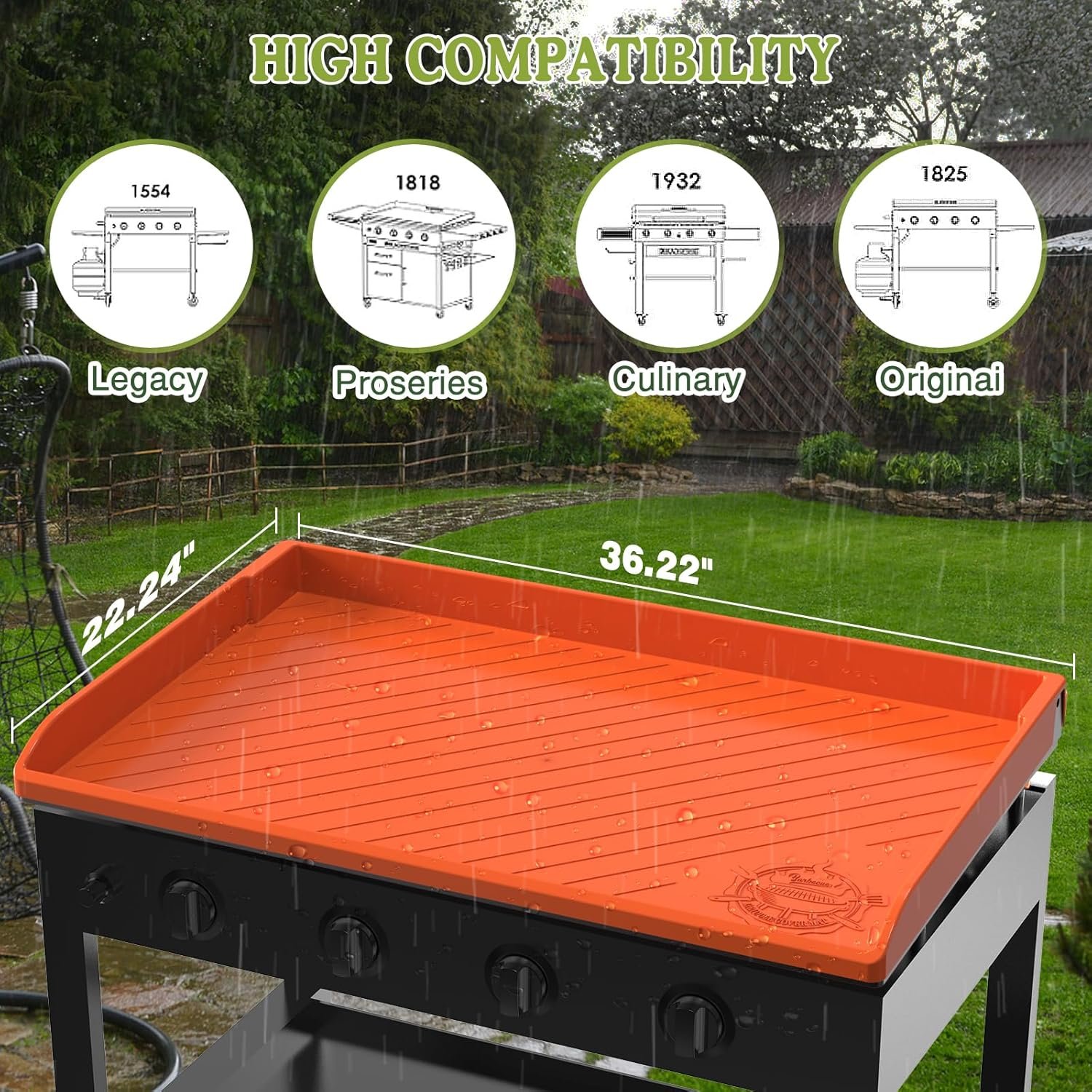 Silicone Griddle Cover for Omnivore Blackstone 36" Griddle, Heavy Duty Food Grade Silicone Grill Protective Mat for Blackstone Accessories,Full-Edge Coverage Design Protect from Dirt,Rust(Orange) - Image 8