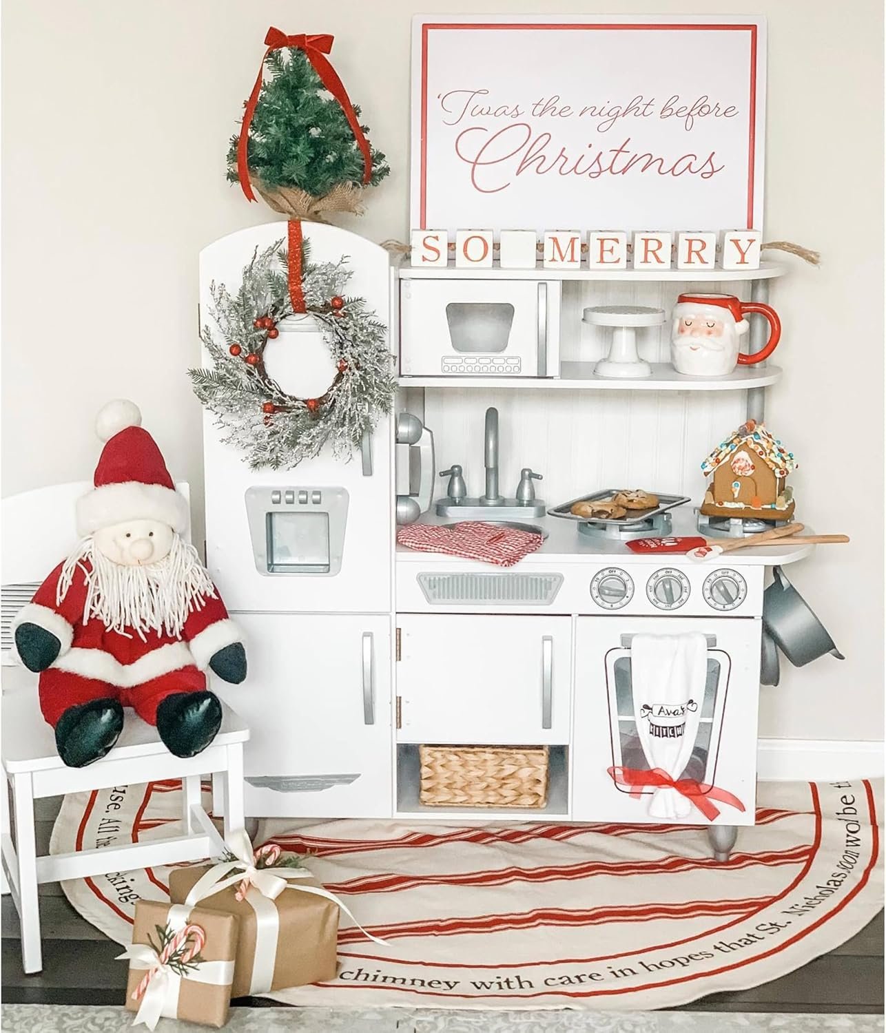 KidKraft Vintage Wooden Play Kitchen with Pretend Ice Maker and Play Phone, White - Image 7