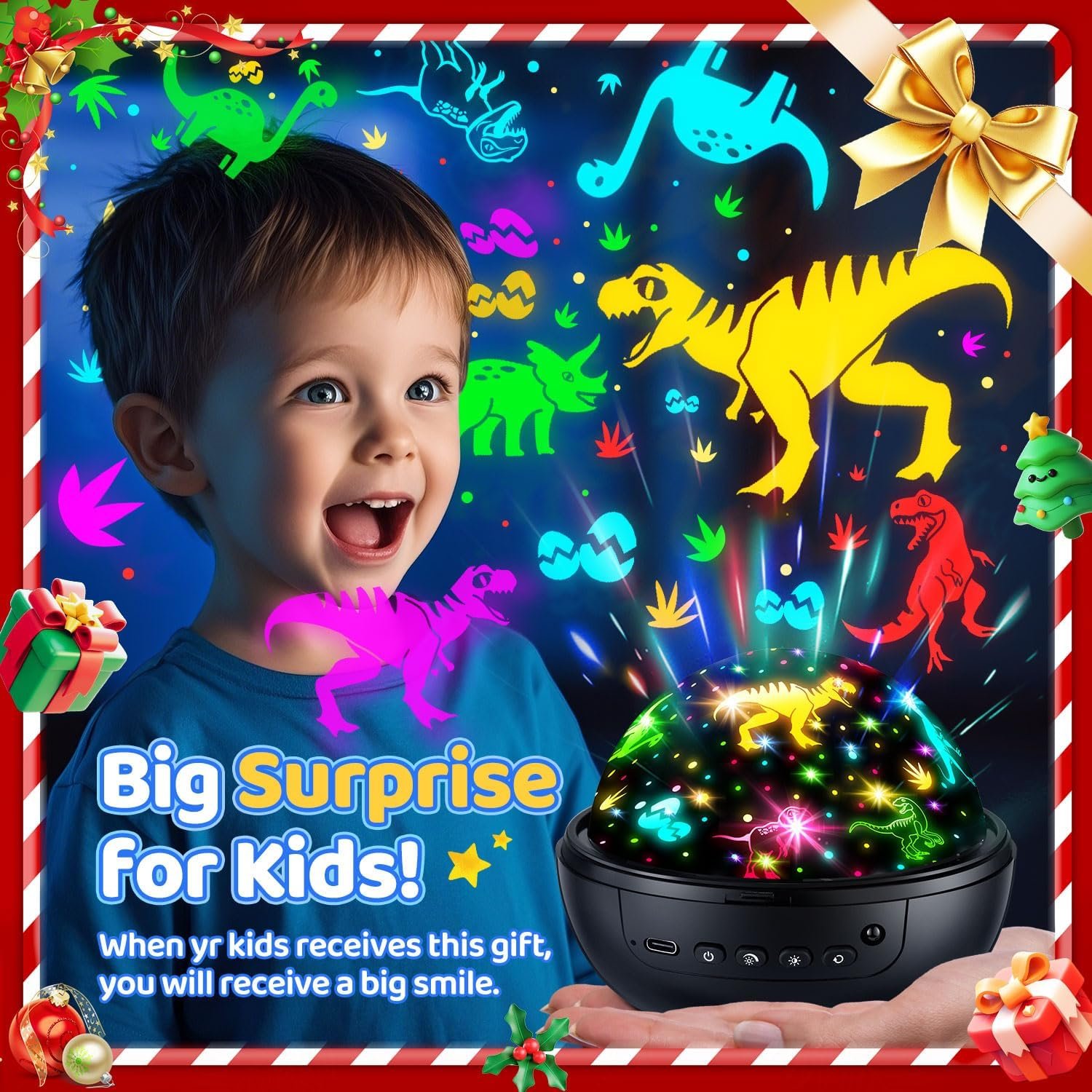 COOLNIGHT Night Light for Kids,93 Lighting+3 Films Kids Night Light Projector,Remote+Dimmable Star Projector,360° Ceiling Stars Glow in The Dark Stars,Christmas Gifts for 4 Year Old Boy Birthday Gift - Image 6