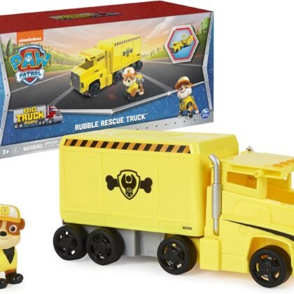 Paw Patrol, Big Truck Pup’s Rubble Transforming Toy Trucks with Collectible Action Figure, Kids Toys for Ages 3 and up
