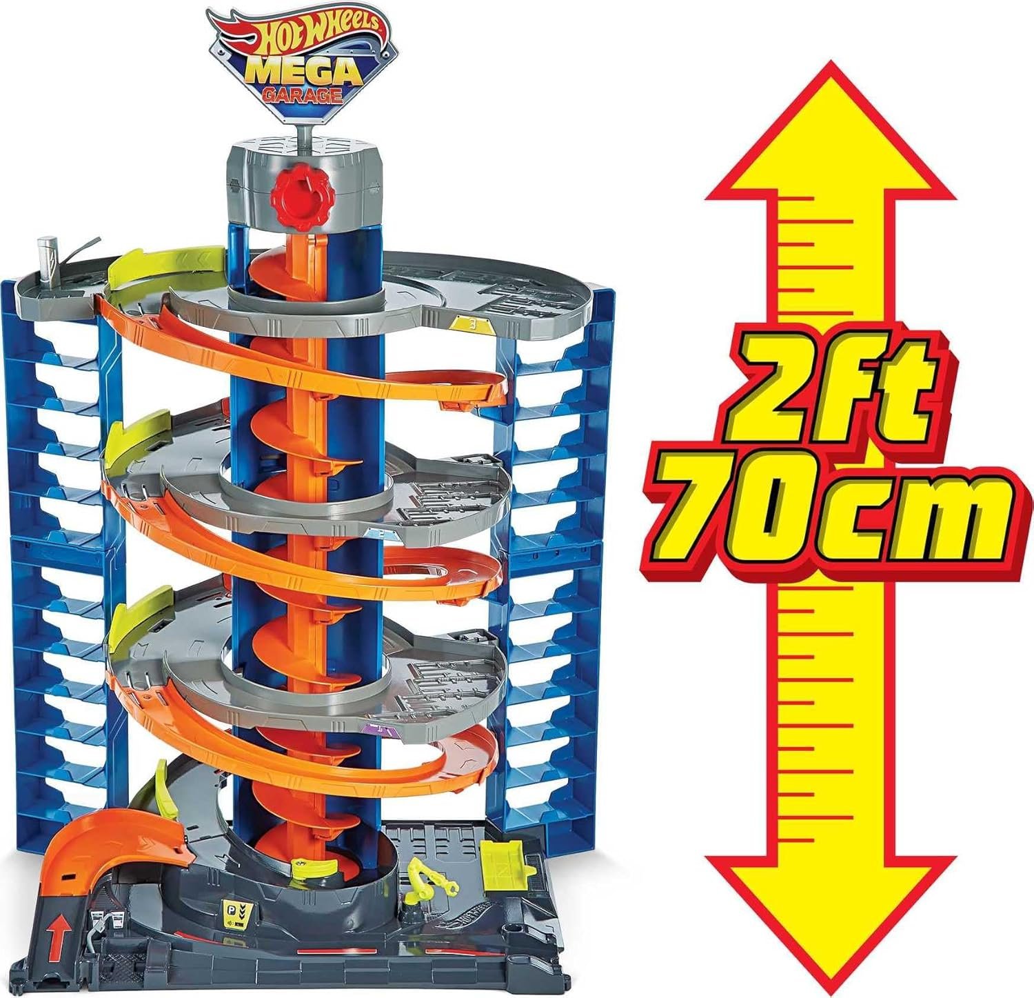 Hot Wheels City Mega Garage Playset with Corkscrew Elevator & Storage for 60+ Cars, Includes 1 Hot Wheels 1:64 Scale Vehicle, Gift for Kids 4 Years Old & Up, HFH03 - Image 3