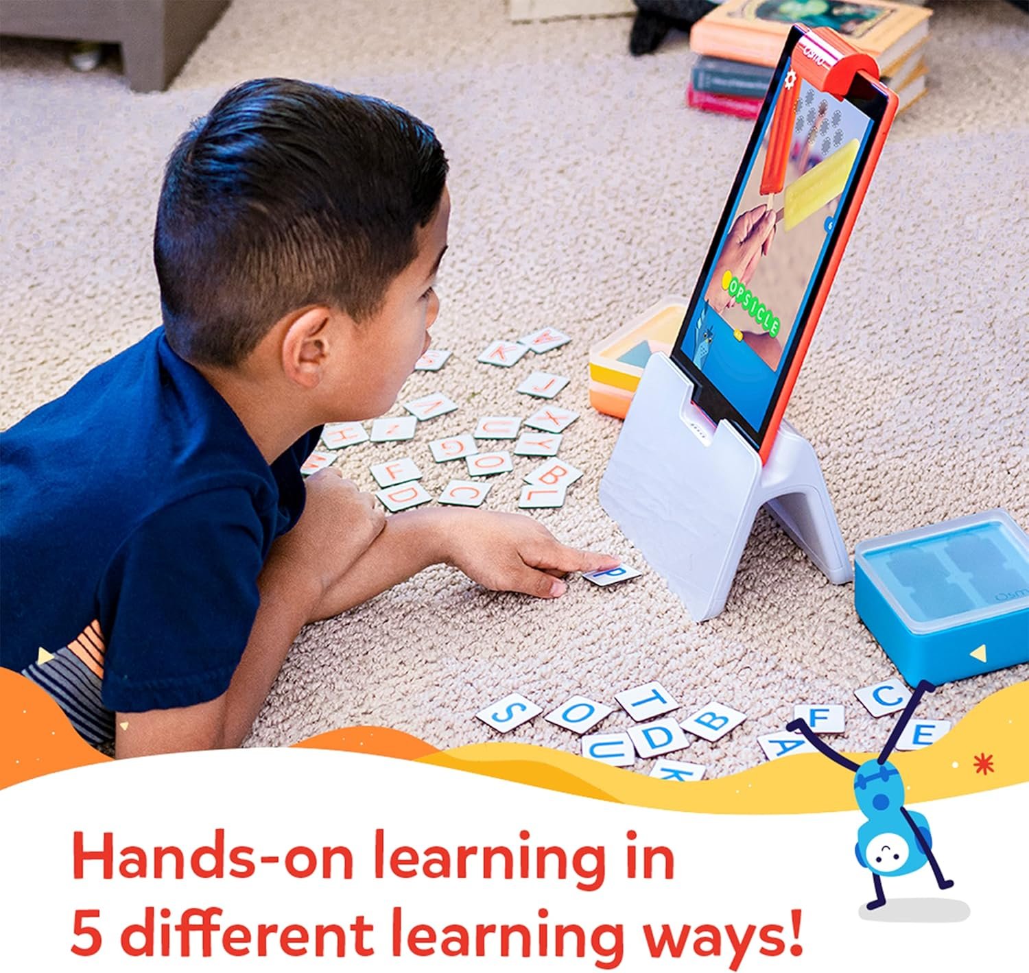 Osmo - Genius Starter Kit for Fire Tablet-5 Educational Learning Games-Ages 6-10-Spelling, Math & Creativity-STEM Toy Gifts-Boy & Girl-Ages 6 7 8 9 10(Osmo Fire Tablet Base Included-Amazon Exclusive) - Image 3