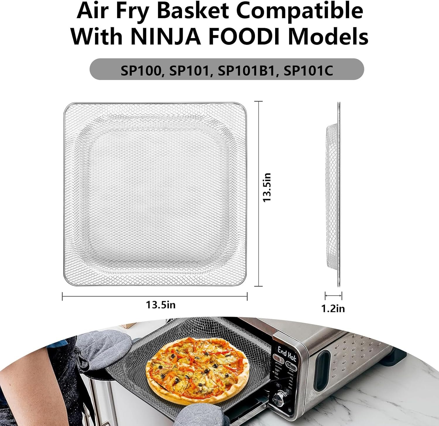 Air Fryer Basket Compatible with Ninja Foodi SP100, FT102, SP102, SP101, SP101C 8-in-1 Digital Air Fry Oven - Image 2