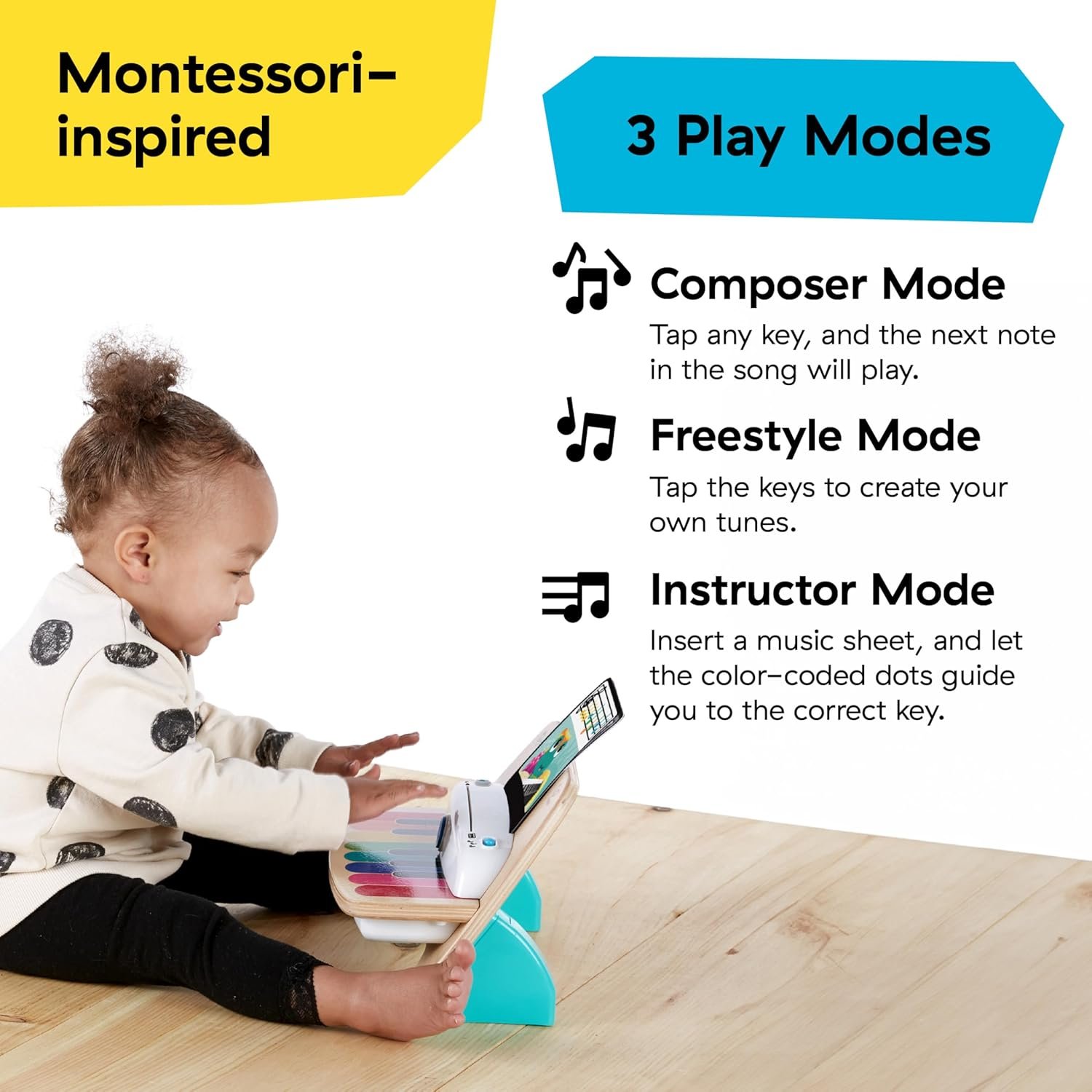Baby Einstein and Hape Magic Touch Piano Wooden Musical Toddler Toy, Age 6 Months and Up - Image 4