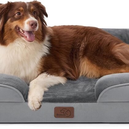 Bedsure Orthopedic Dog Beds Large Sized Dog - Washable Large Dog Cat Bed Waterproof, Comfort Dogs Couch Sofa with Washable Removable Cover, Pet Bed with Nonskid Bottom, Grey, 35"