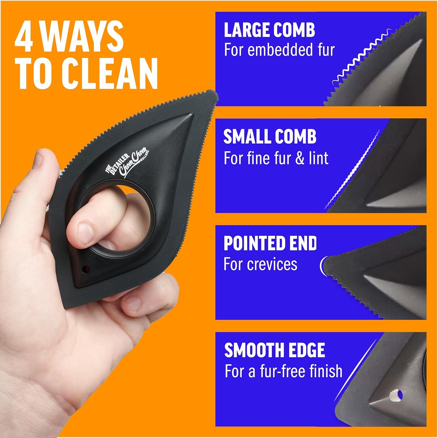 ChomChom Roller & Detailer Bundle - Pet Hair Remover and Reusable Lint Roller - ChomChom Cat and Dog Hair Remover for Furniture, Couch, Carpet, Clothing and Bedding - Multi-Surface Fur Removal Tool - Image 8