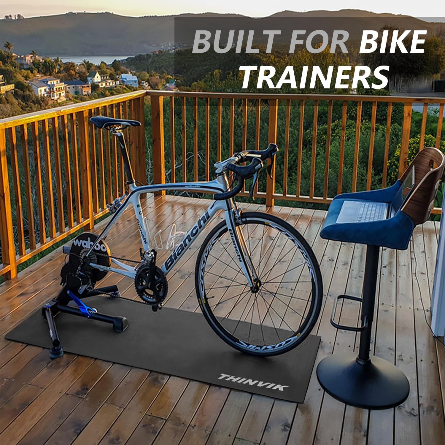 Thinvik Bike Mat for Peloton Spinning Bike & Wahoo Kickr 30×60in /30×72in Bicycle Trainer Mat for Cycleops Rowe Indoor Cycling Exercise Stationary Bike mat with Stone Texture 4mm/6mm Thickness - Image 7