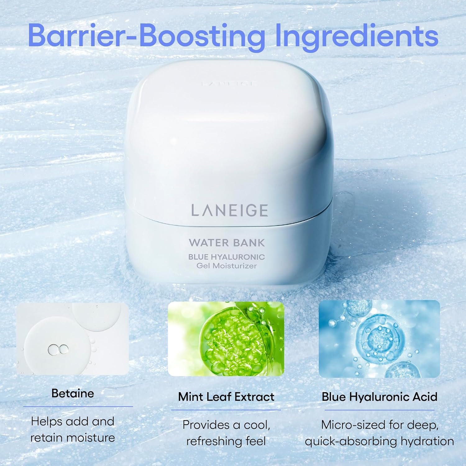 LANEIGE Water Bank Blue Hyaluronic Gel Moisturizer: Lightweight Hydrating Face Gel with Mint Extract, Hypoallergenic & Dermatologist-Tested - Image 6