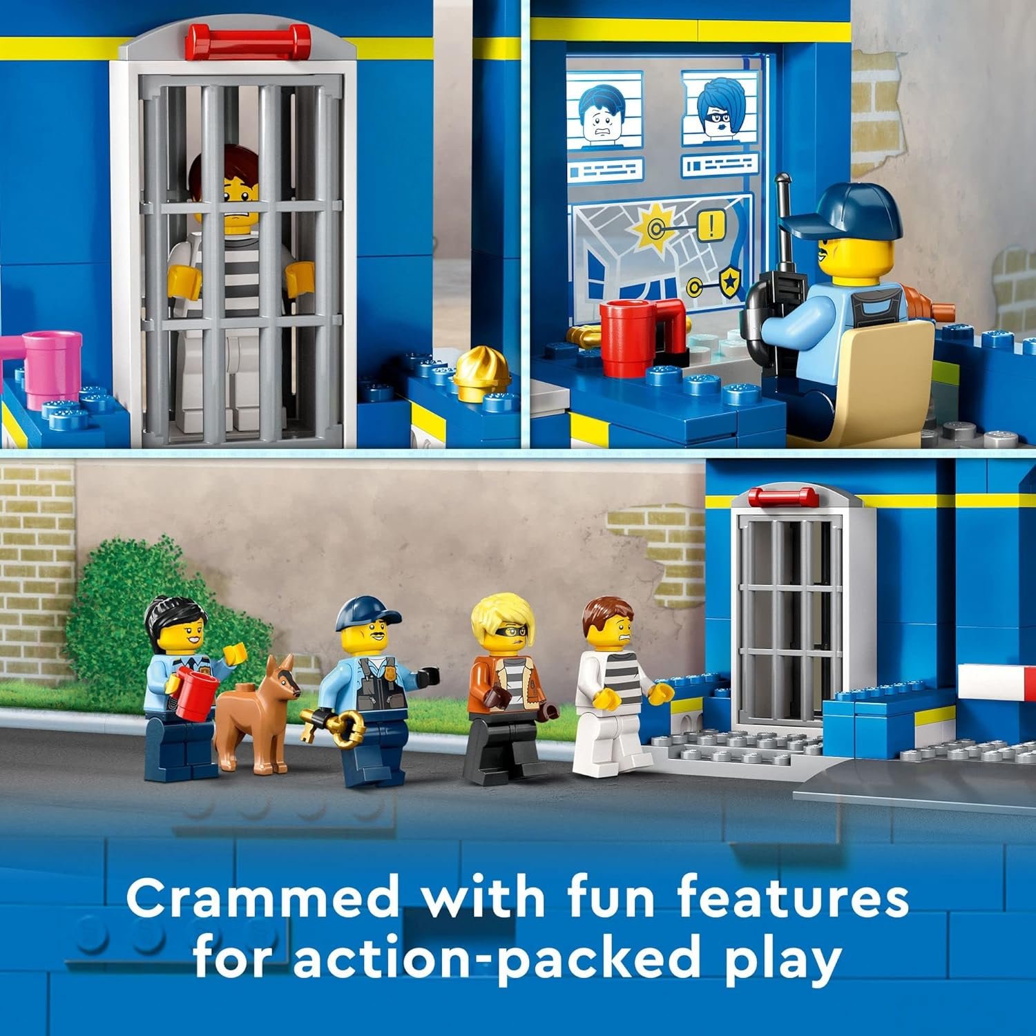 LEGO City Police Station Chase 60370, Playset with Car Toy and Motorbike, Breakout Jail, 4 Minifigures and Dog Figure, Toys for Kids 4 Plus Years Old - Image 4