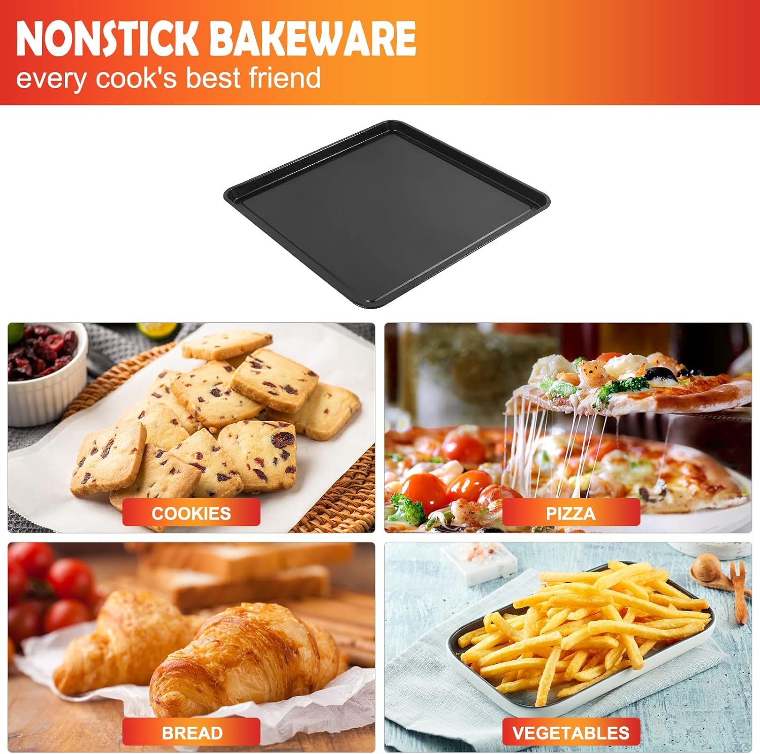 Ericair 13" × 13" Nonstick Baking Sheet, Replacement Baking Pan for Ninja SP100, SP101, SP1001C, SP201 Foodi Air Fry Oven, Baking Tray for Ninja Foodi 8-in-1 Air Fry Oven - Image 7