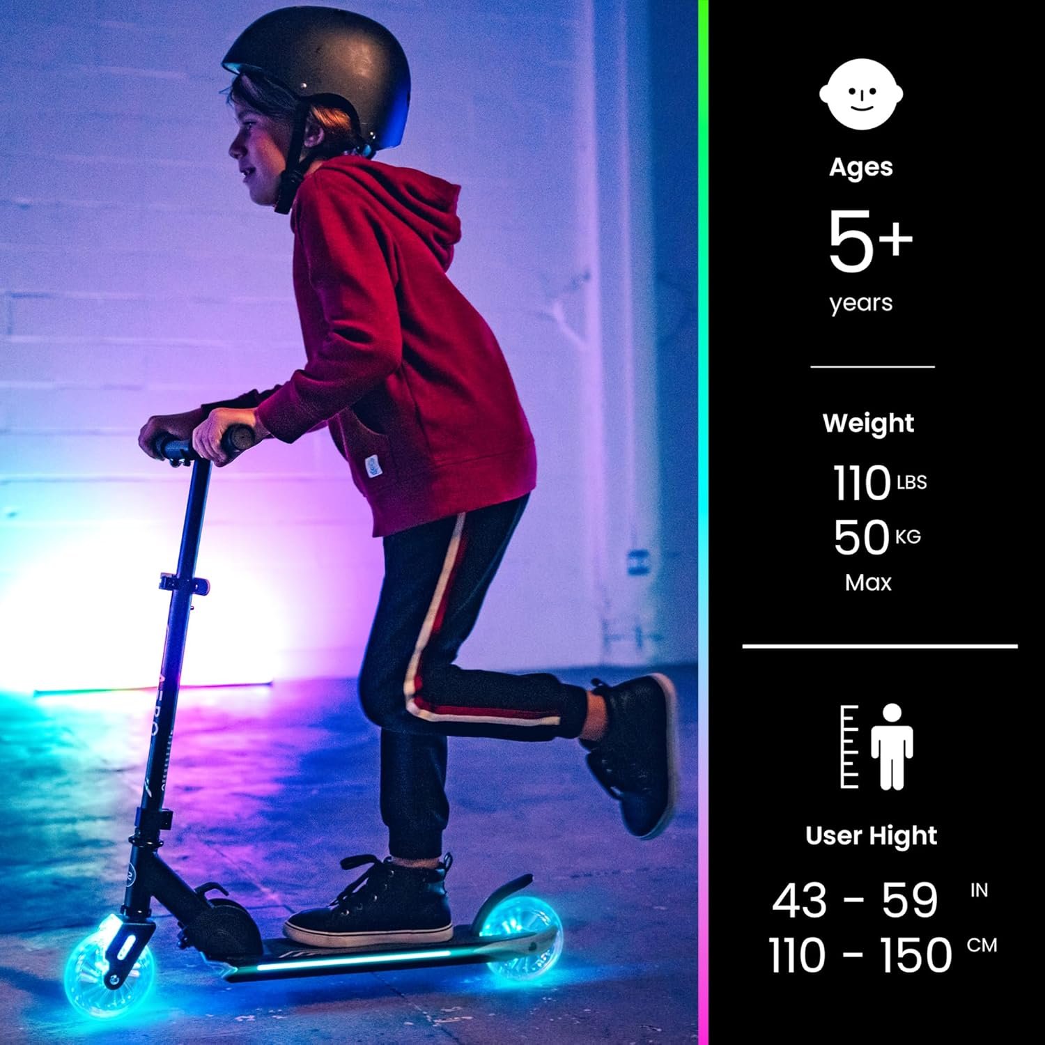 Aero Scooter for Kids 5-12 | Dynamic Lights, Hand Brake & Shock Absorption | Boys Girls 2 Wheels Kick Scooter | Foldable & Height Adjustable - Image 5