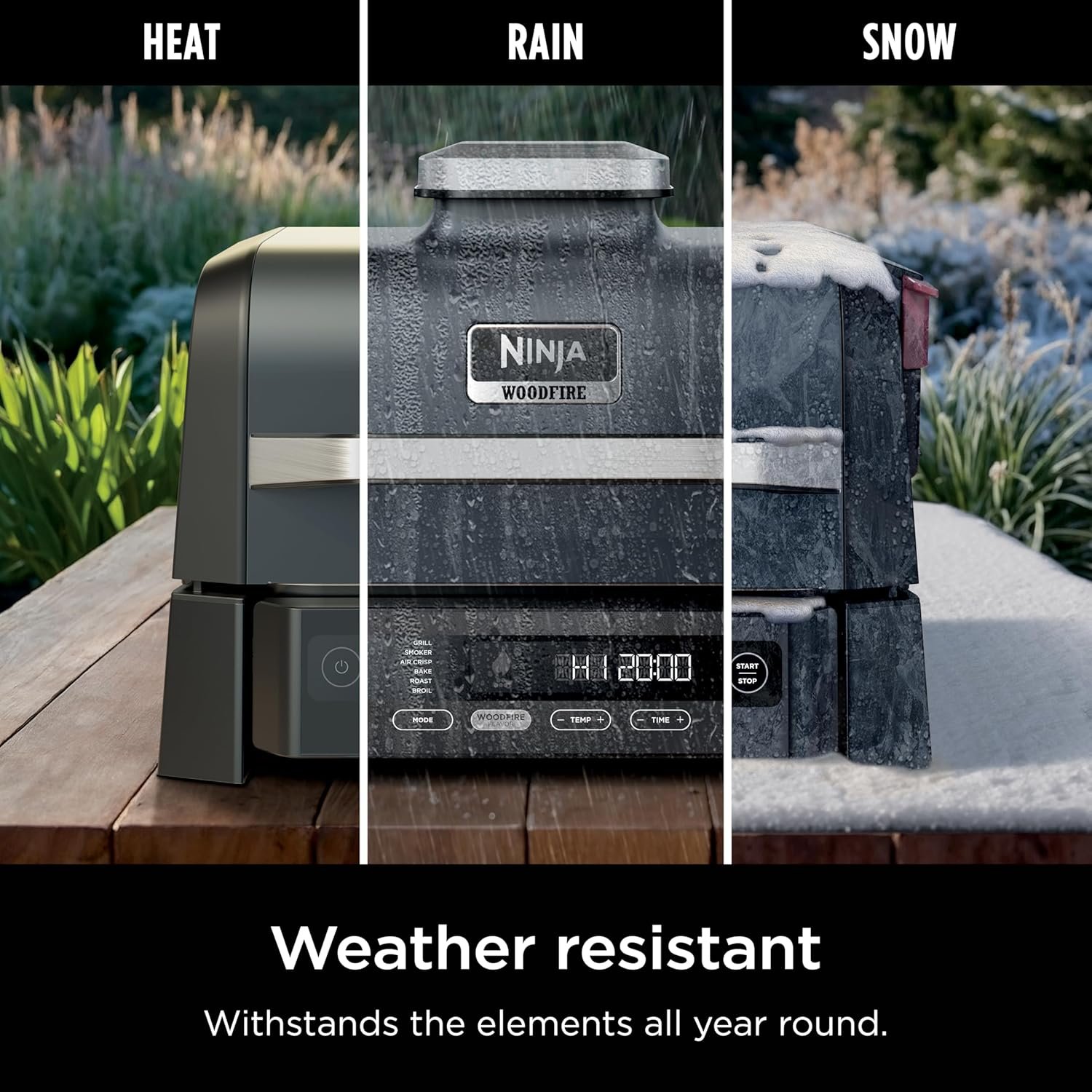 Ninja Woodfire Outdoor Grill & Smoker, 6-in-1 Functionality, Grill, Smoke, Bake, Roast, Air Fry, Broil, Authentic Woodfire Flavors, Electric Heat, OG321 - Image 10