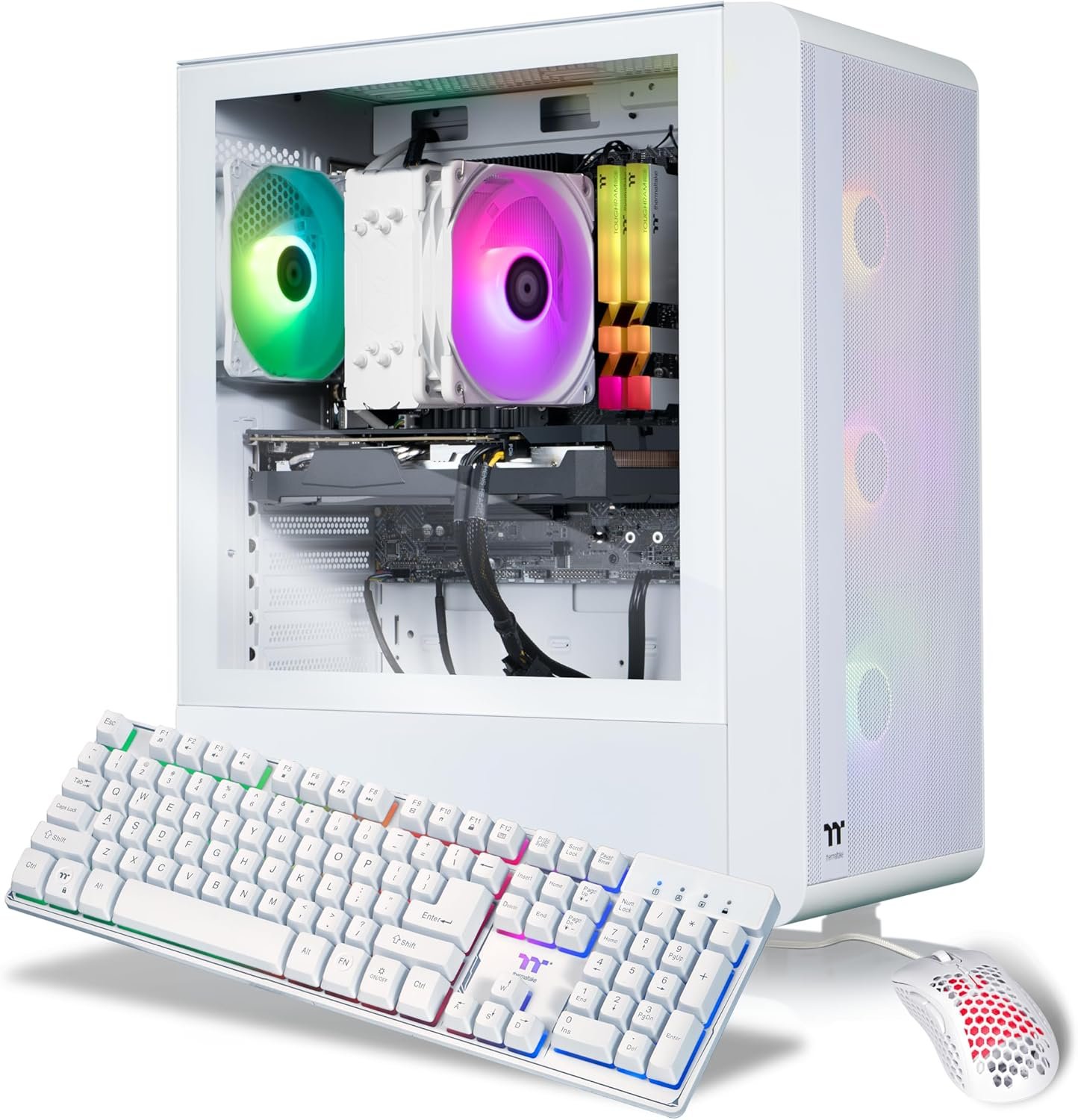 Thermaltake LCGS Quartz R66 Gaming Desktop (AMD Ryzen™ 5 5600, ToughRam DDR4 3600Mhz 16GB RGB Memory, AMD Radeon™ RX 6600, 1TB NVMe M.2, WiFi, Windows 11) S2QT-B550-R66-LCS