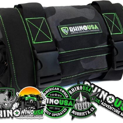 Rhino USA Tool Bag Roll - Heavy Duty Canvas Organizer Pouch for Tools - Ultimate Travel Tool Storage Kit for UTV, Car, Truck, 4x4 Offroad - Upgraded with Labeled & Removable Pouches - Secured for Life