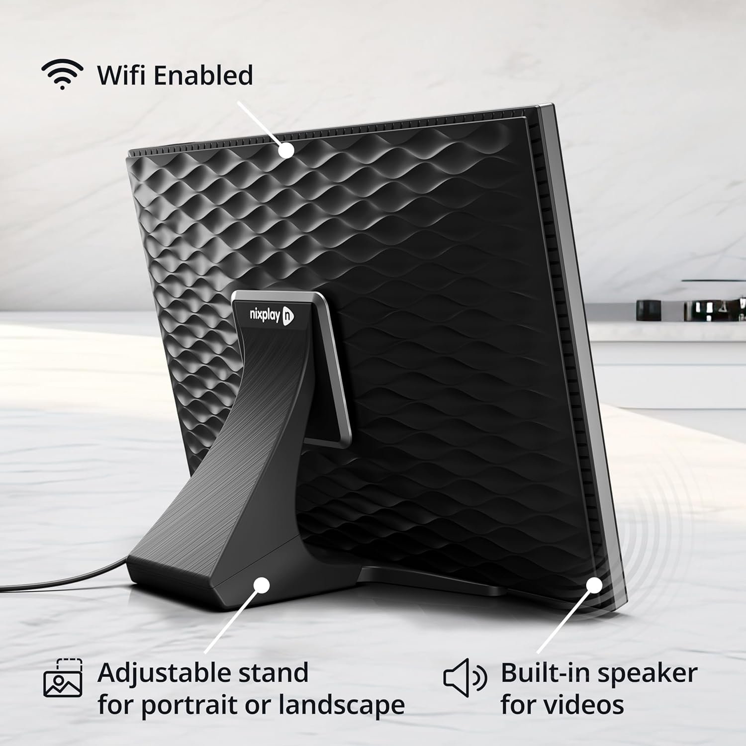 Nixplay Digital Touch Screen Picture Frame with WiFi - 10.1” Photo Frame, Connecting Families & Friends (Black/Silver) - Image 3