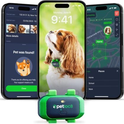 Dog GPS Tracker - Real-Time Location Tracking Device with App - Smart Alerts & Geo-Fence - Collar-Compatible, Waterproof - Long-Life Battery - 4G Built-in SIM - iOS & Android (Subscription Required)
