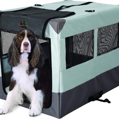 MidWest Homes for Pets Canine Camper Sportable, 36-inch Portable Tent Crate for Dogs, Soft-Sided, Folding Frame, Mesh Windows, Zip Door, Water-Resistant, Includes Pad