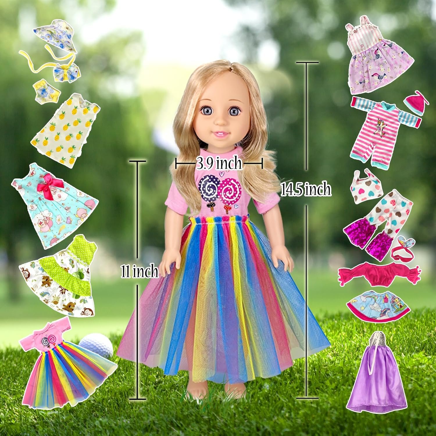 10-Sets Doll-Clothes for American-14-inch-Dolls - Compatible with 14.5-inch-Dolls Handmade Clothes and Outfits Accessories Christmas Birthday Gift for Little Girl - Image 3